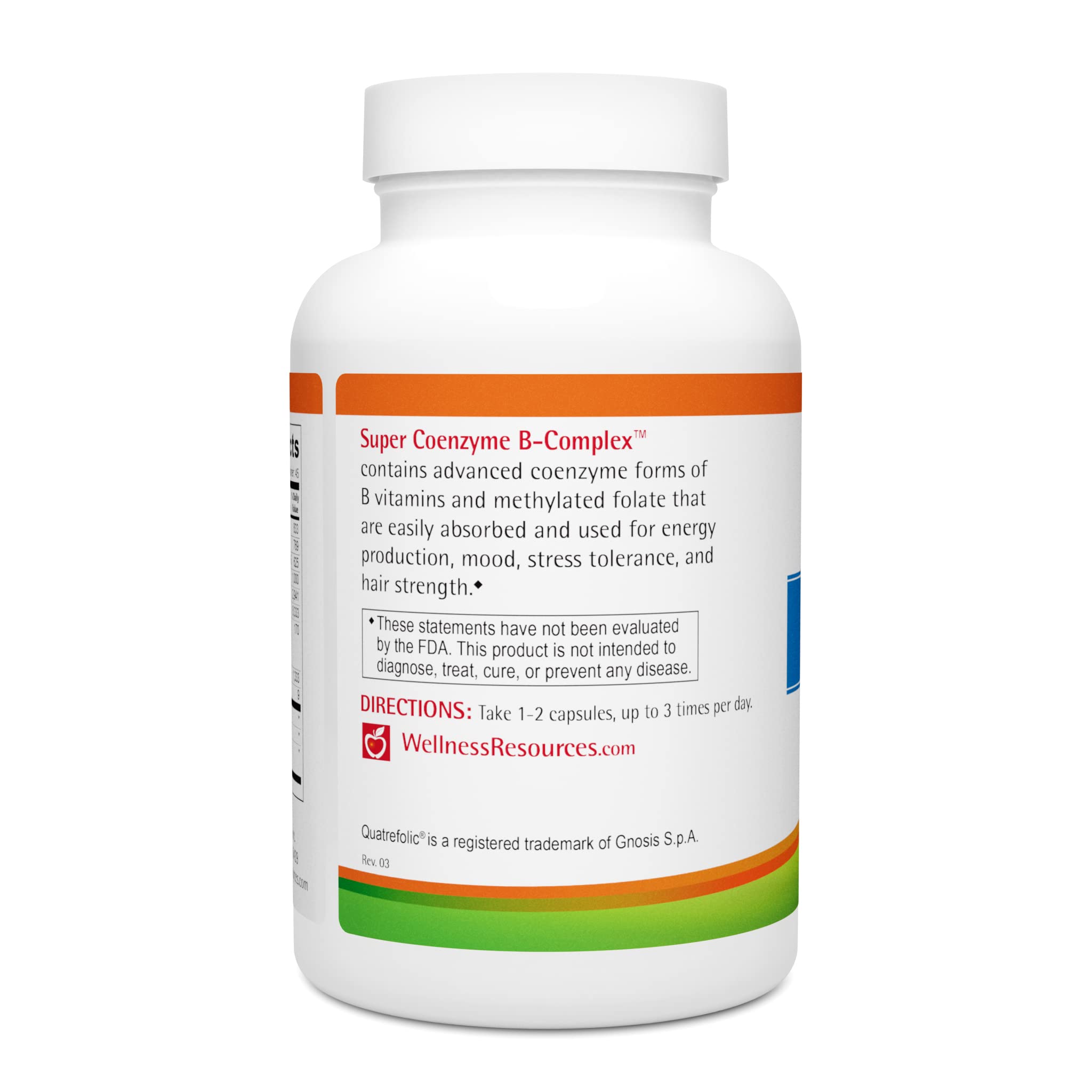 Wellness Resources B-Complex Vitamin Supplement with dosage information