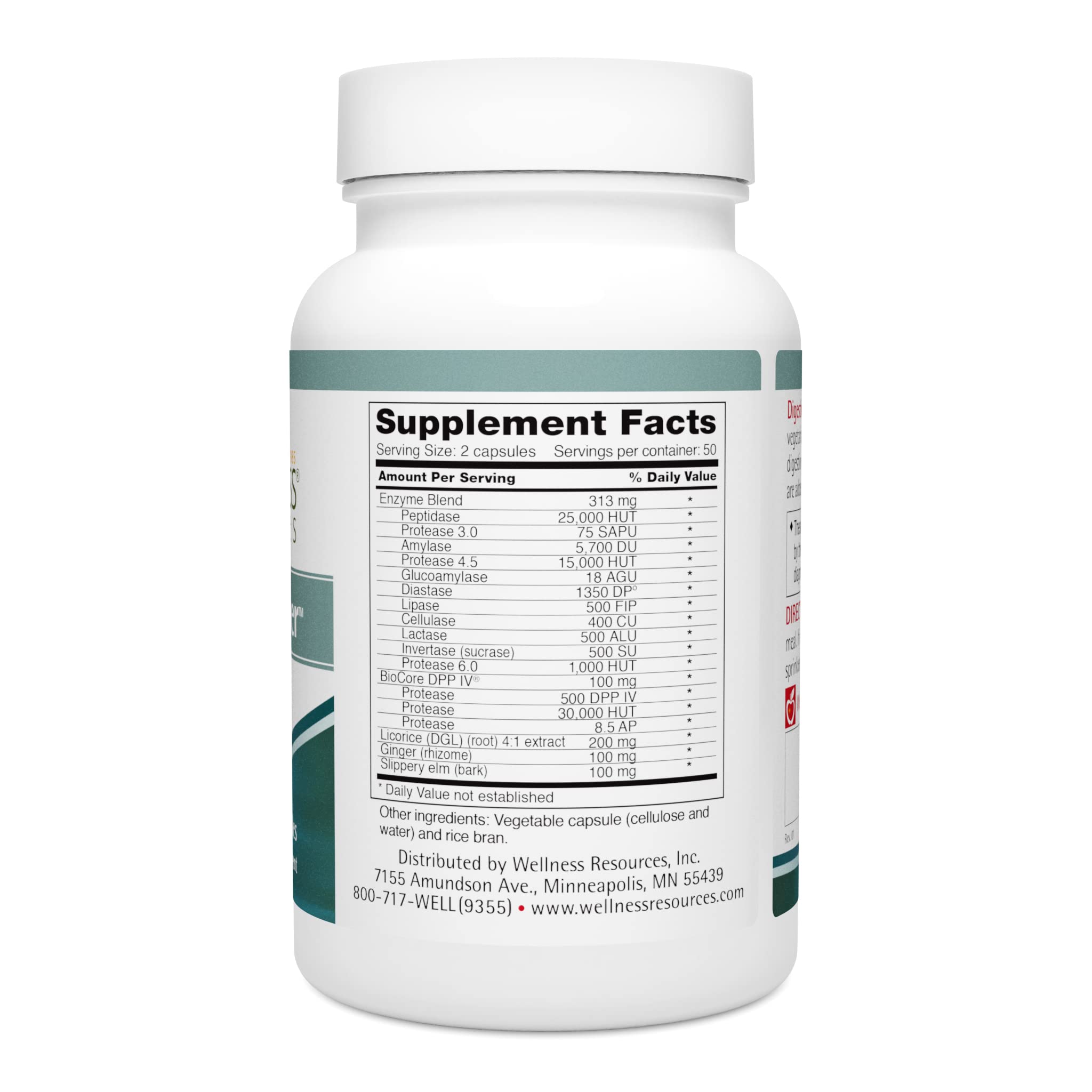 Wellness Resources daily Helper Multi-Enzymes 60 Capsules side view
