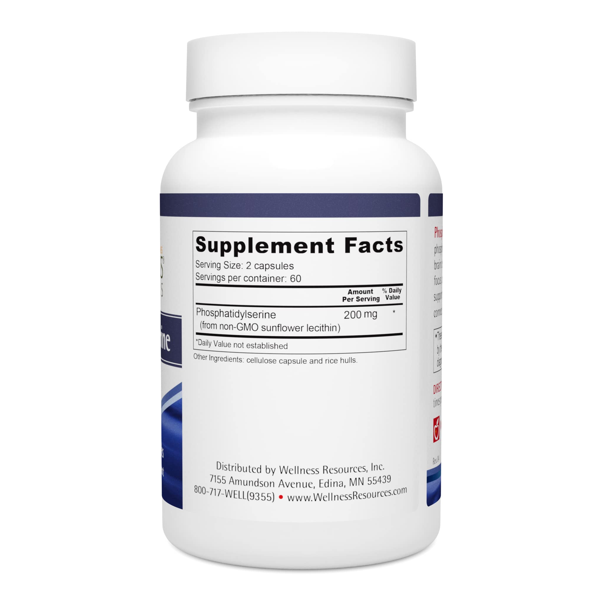 Wellness Resources Lecithin Phosphatidyl Serine 100mg Capsules side view
