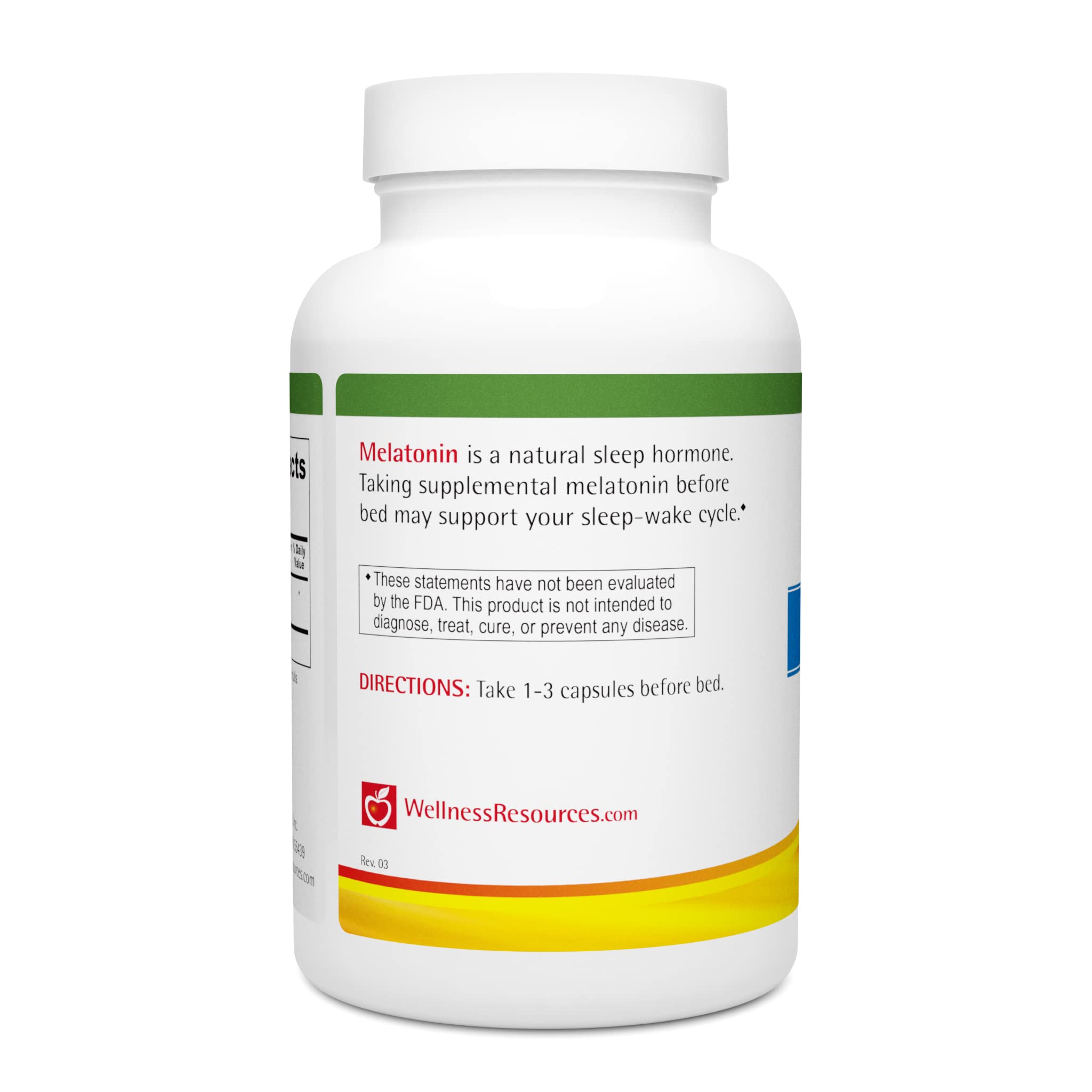 Wellness Resources Melatonin Capsules 3 mg bottle with label