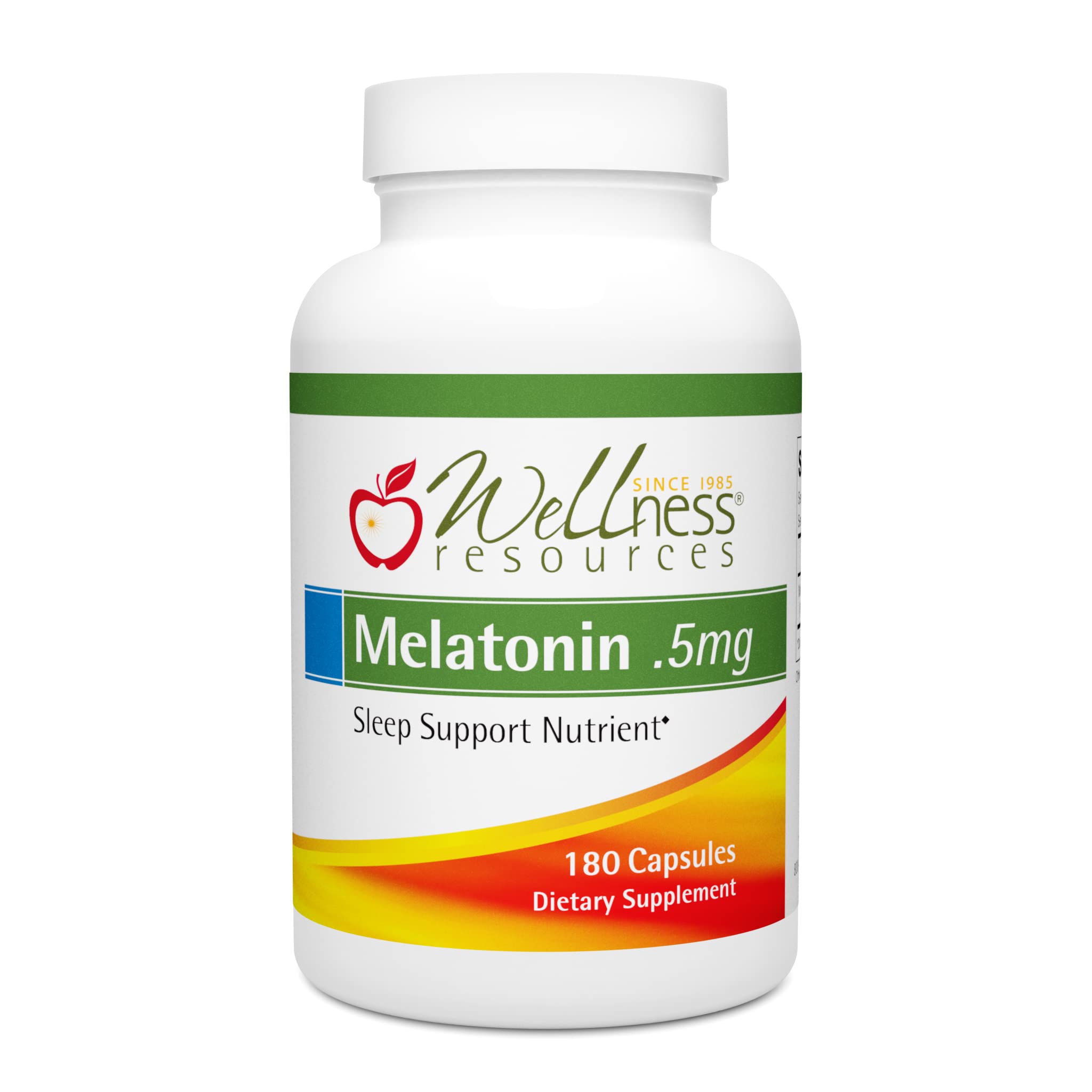 Wellness Resources Melatonin Sleep Aid 0.5mg capsules front view