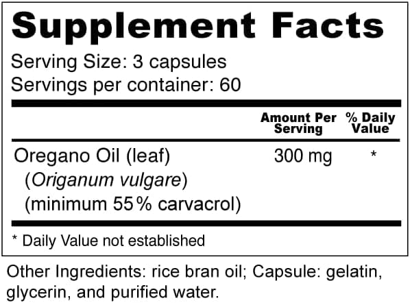Wellness Resources Oregano Oil Capsules 300mg back view