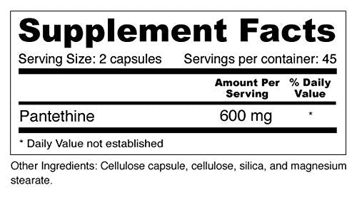 Wellness Resources Pantethine B5 Supplement 300mg veggie capsules on a wooden table