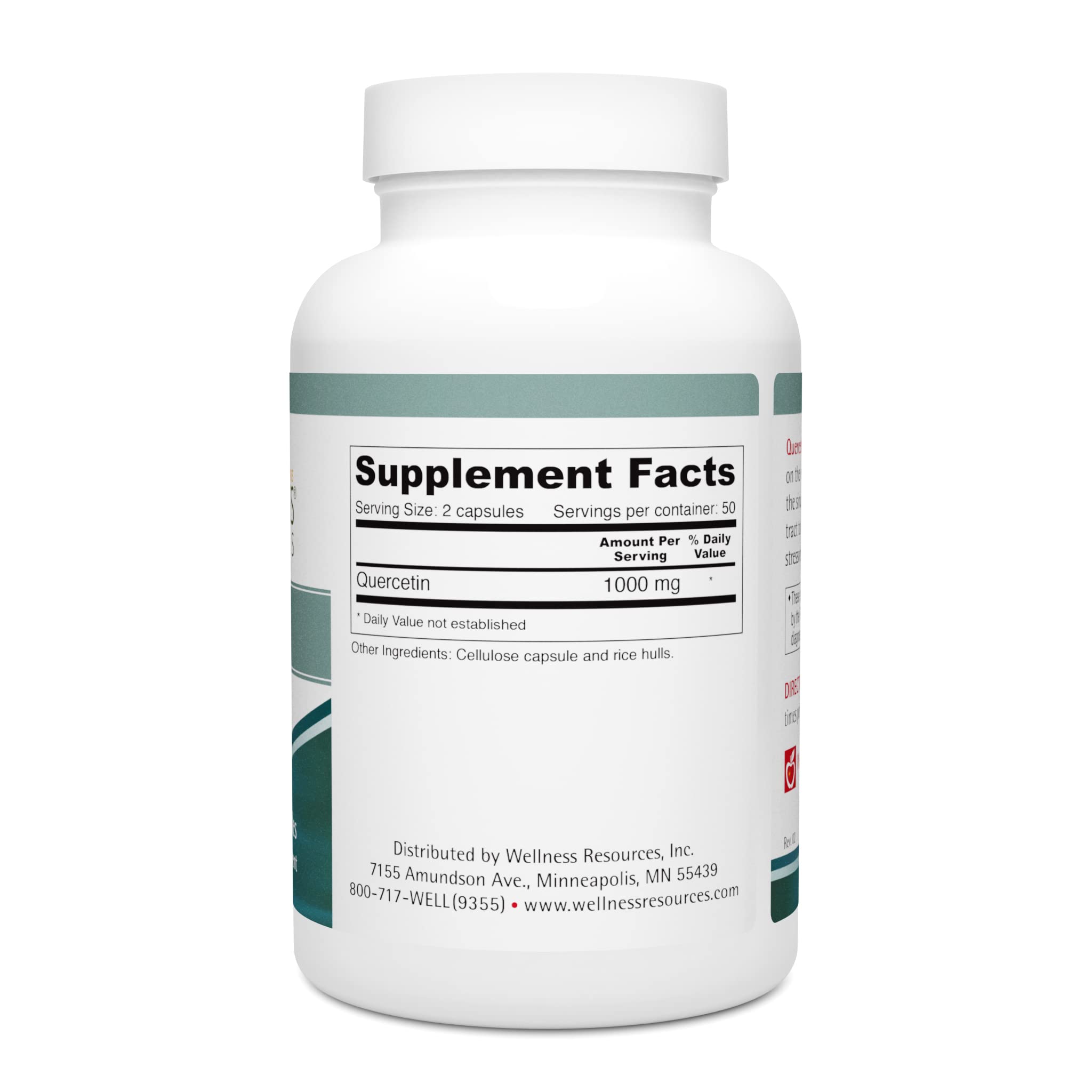 Wellness Resources Quercetin 500mg Capsules side view