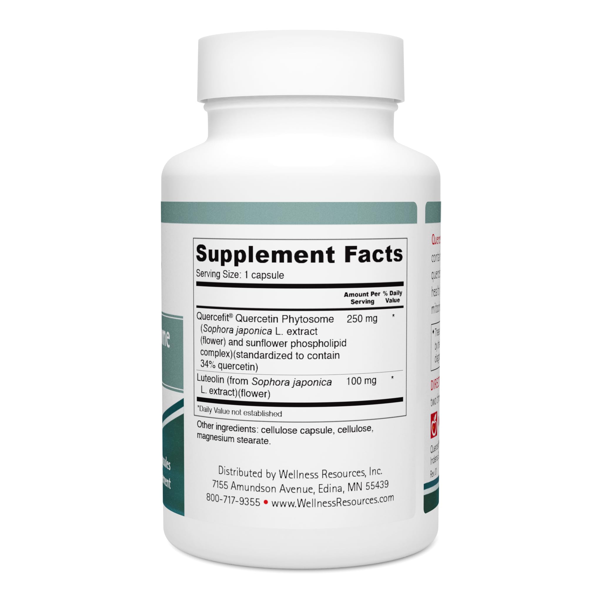 Wellness Resources Quercetin Phytosome 250mg + Luteolin 100mg Capsules bottle with label