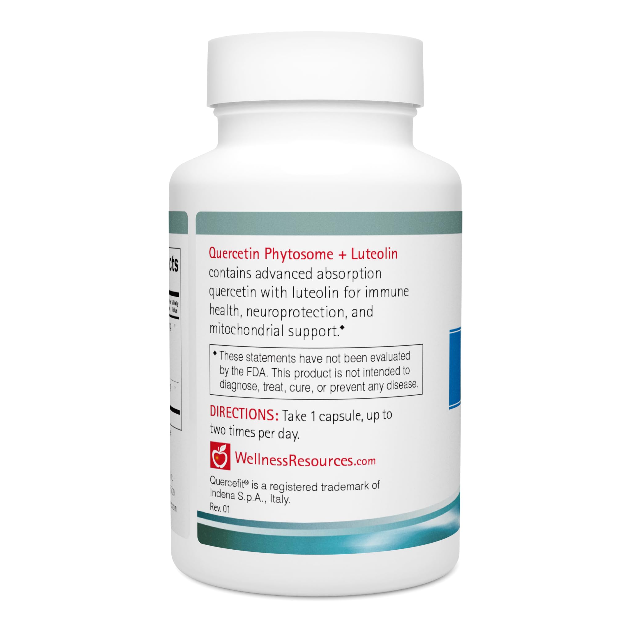 Wellness Resources Quercetin Phytosome 250mg + Luteolin 100mg Capsules side view