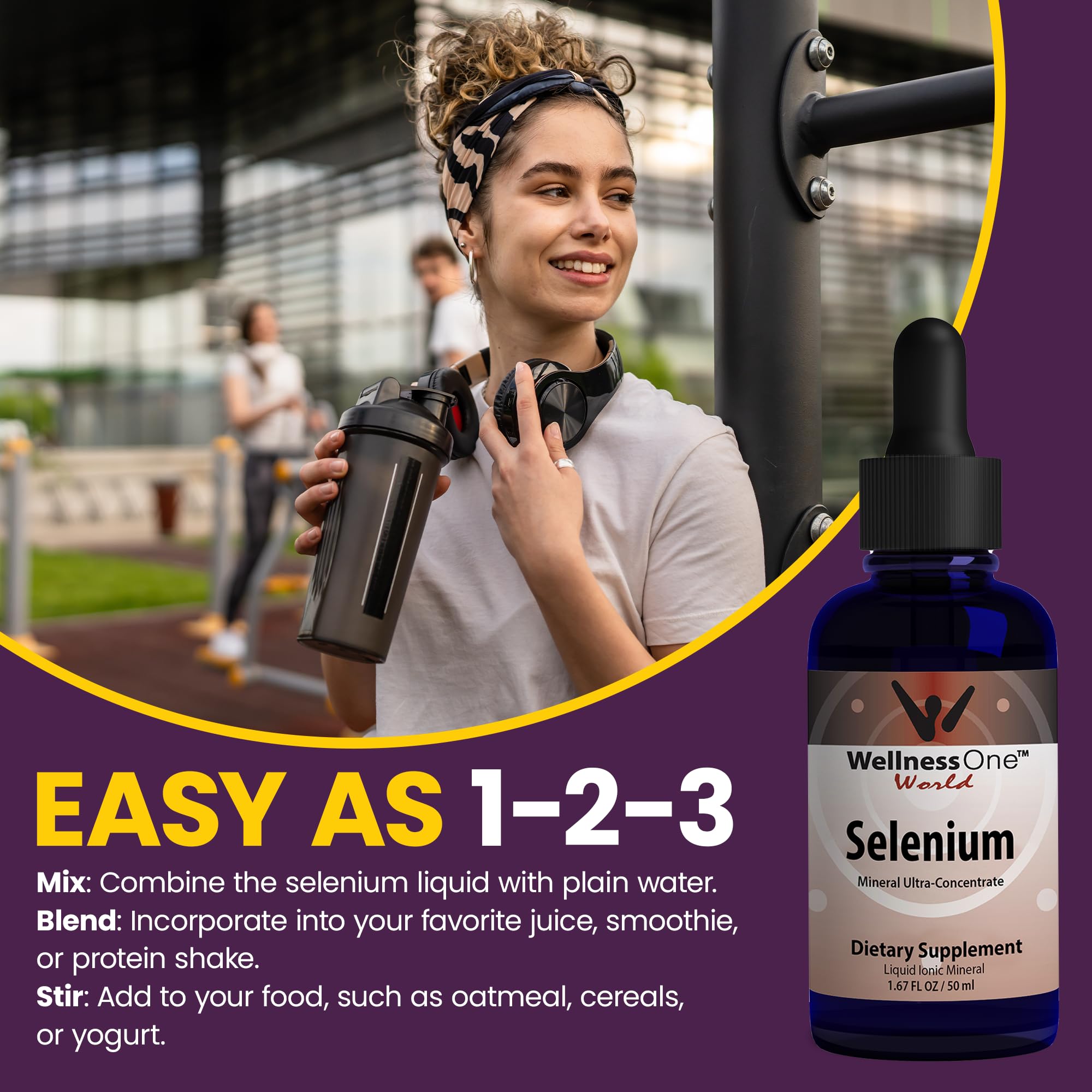 WellnessOne Selenium Liquid Supplement with measuring spoon