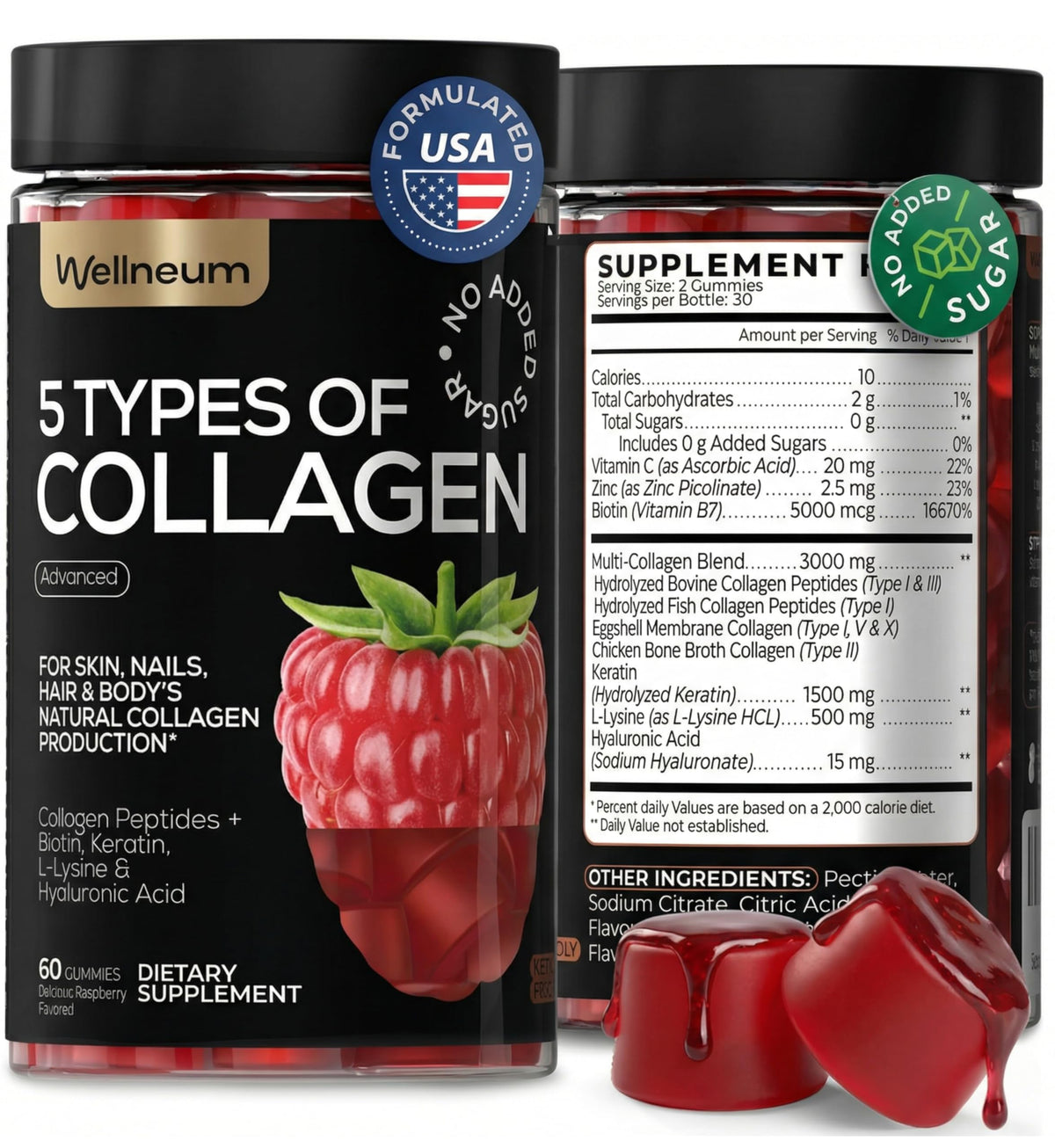 Wellneum Collagen Gummies 3000mg Multi-Collagen bottle front view