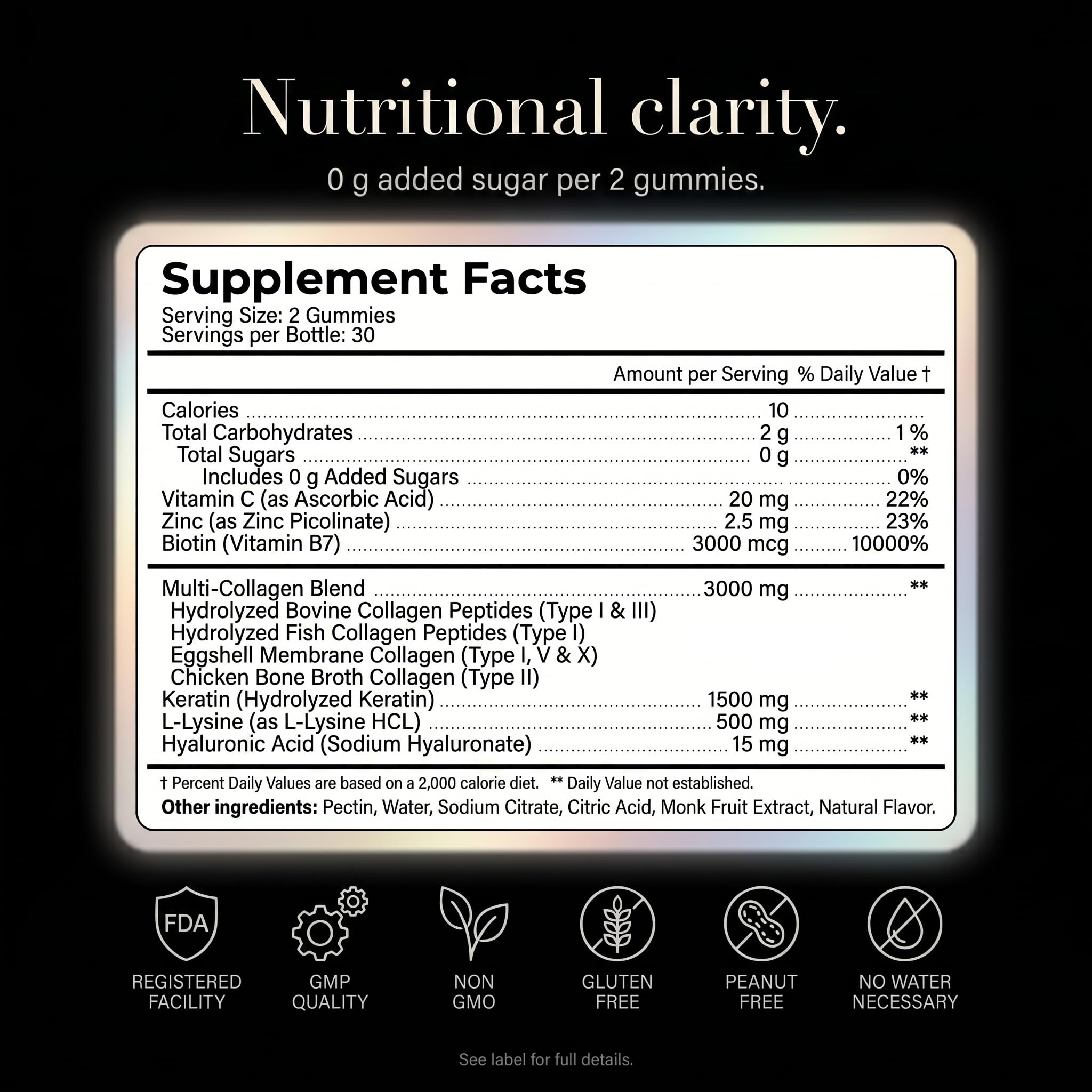 Wellneum Collagen Gummies 3000mg Multi-Collagen ingredients list