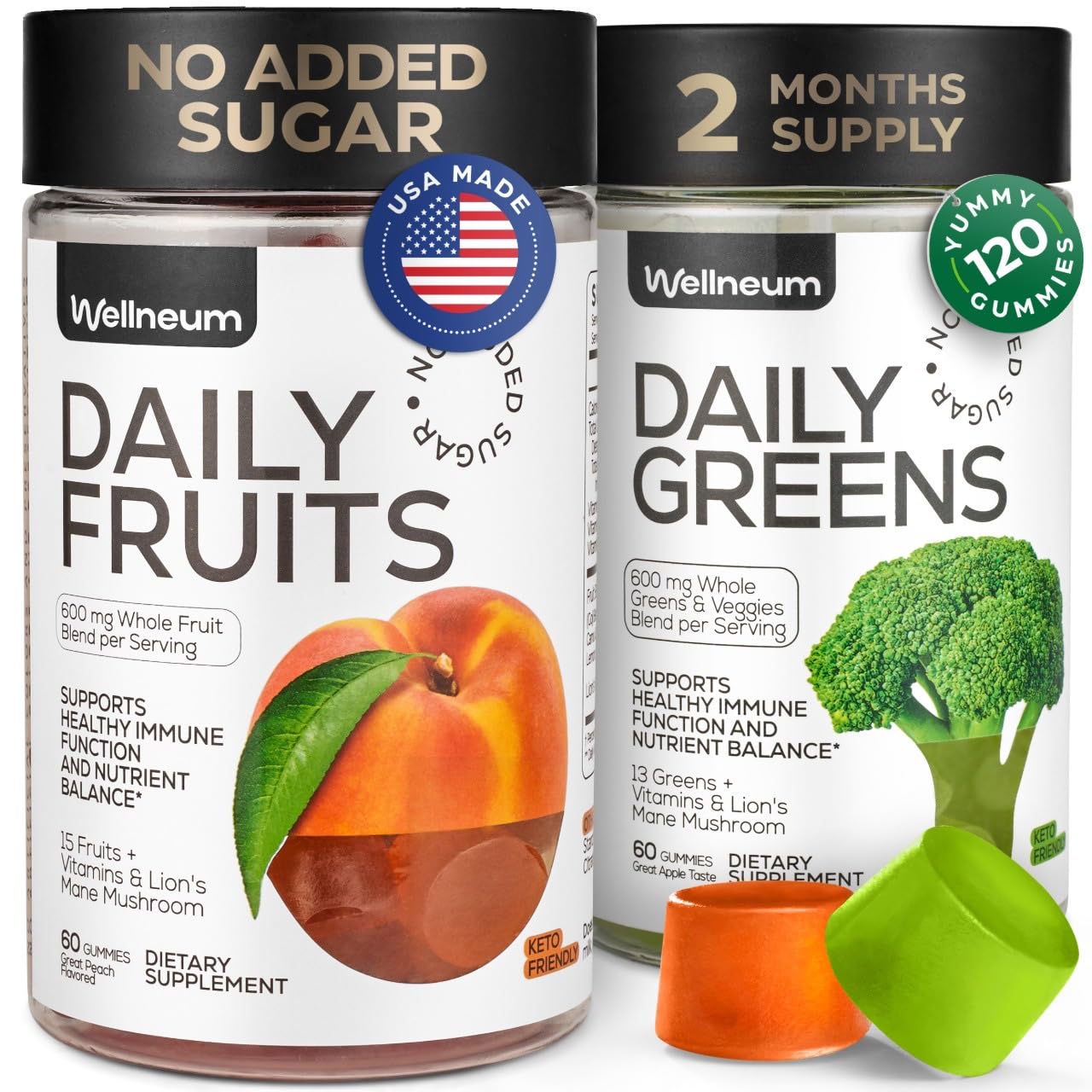 Wellneum Daily Greens & Fruits Gummies front view