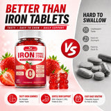 Wellnourish Strawberry Iron Gummies with strawberries