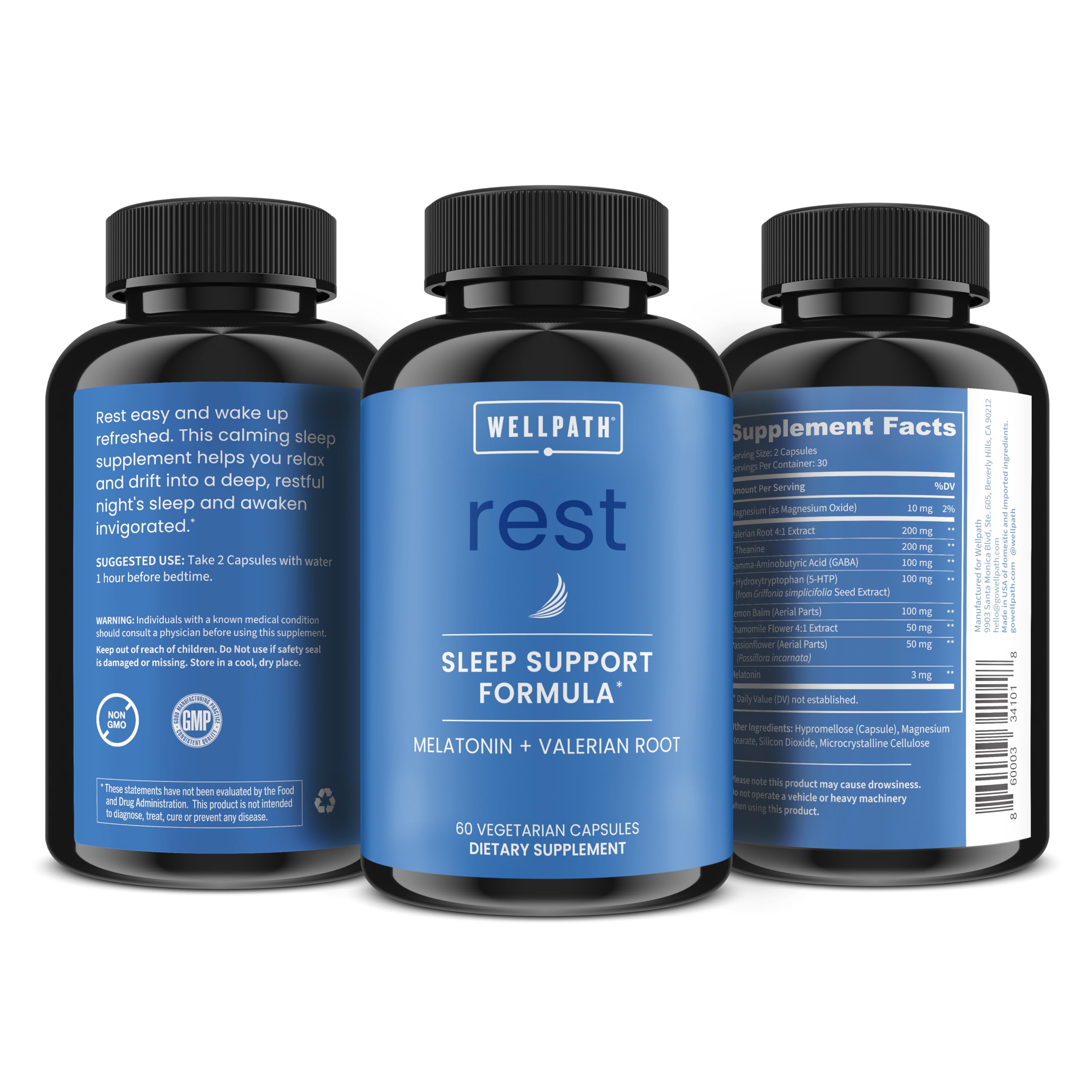 WellPath REST Sleep Supplement lifestyle scene with a glass of water