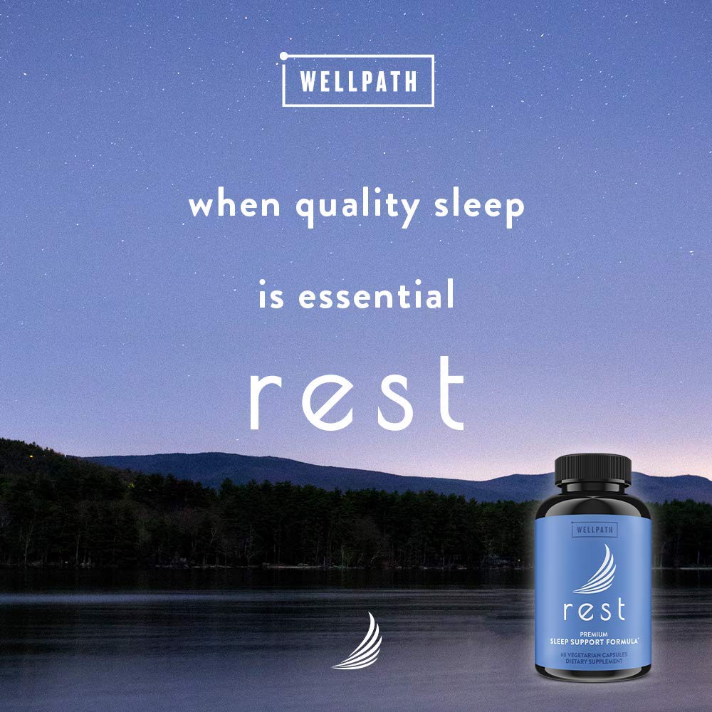 WellPath REST Sleep Supplement side view of the bottle