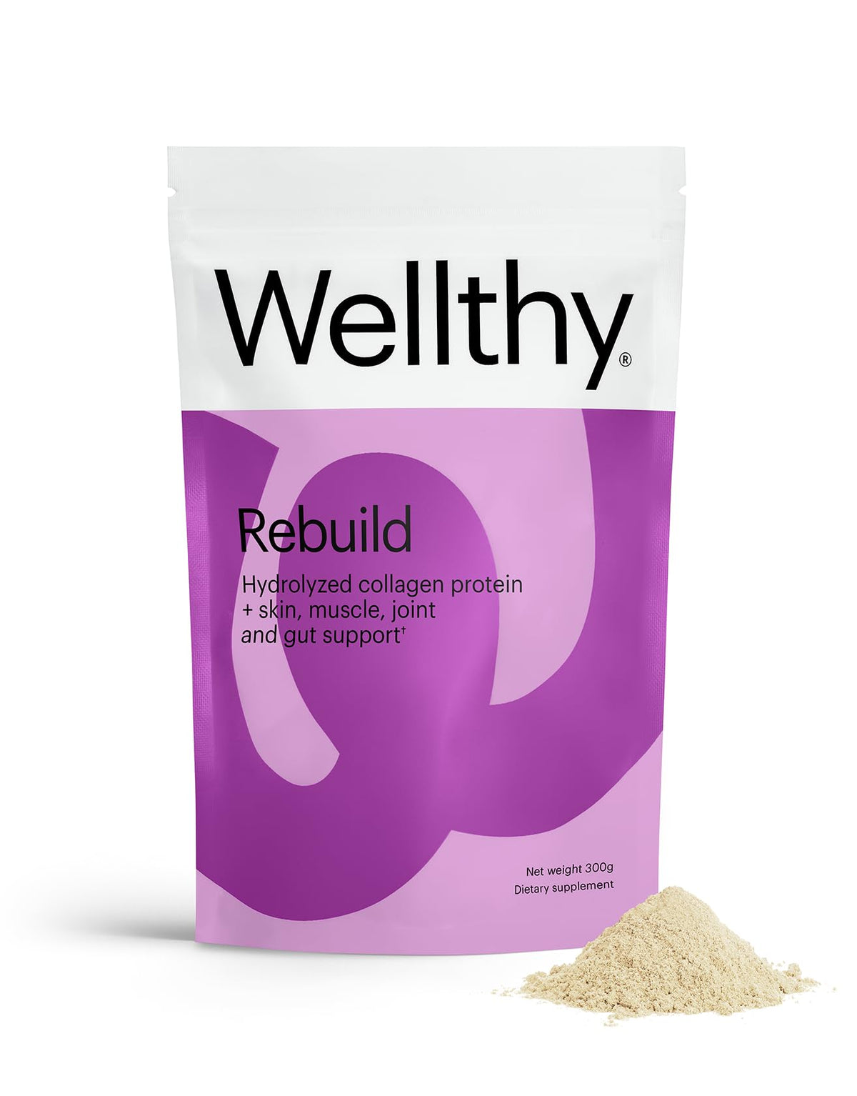Wellthy Rebuild Collagen Peptides 322g front view