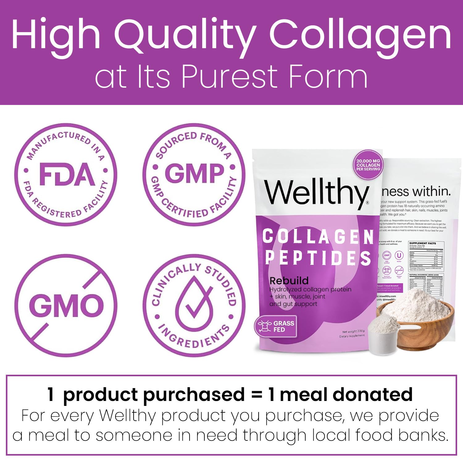 Wellthy Rebuild Collagen Peptides nutritional information