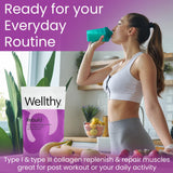 Wellthy Rebuild Collagen Peptides serving suggestion in a smoothie