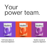Wellthy Sweat supplement lifestyle scene with fitness gear