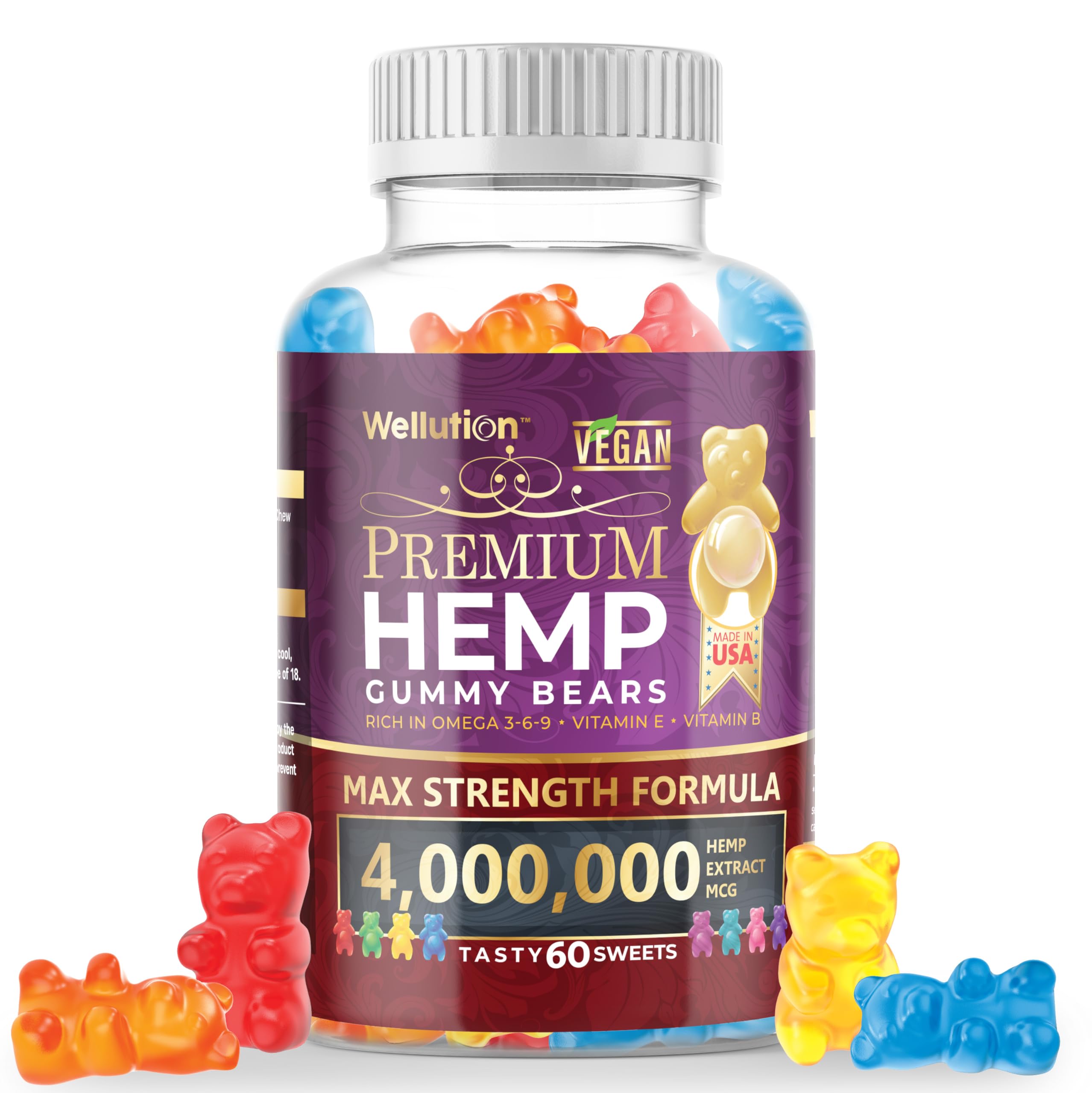 WELLUTION Hemp Gummies front view with fruity flavours