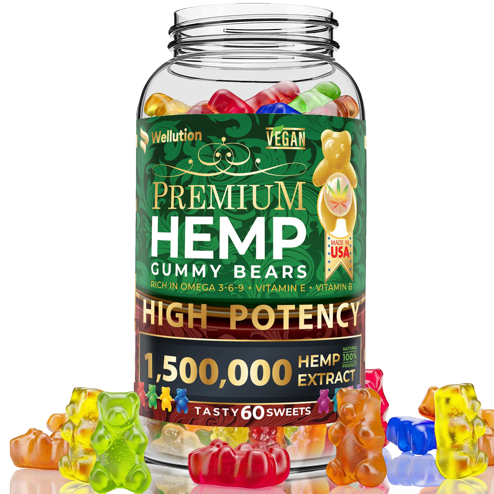 WELLUTION Hemp Gummies Omega 3-6-9 204g front view