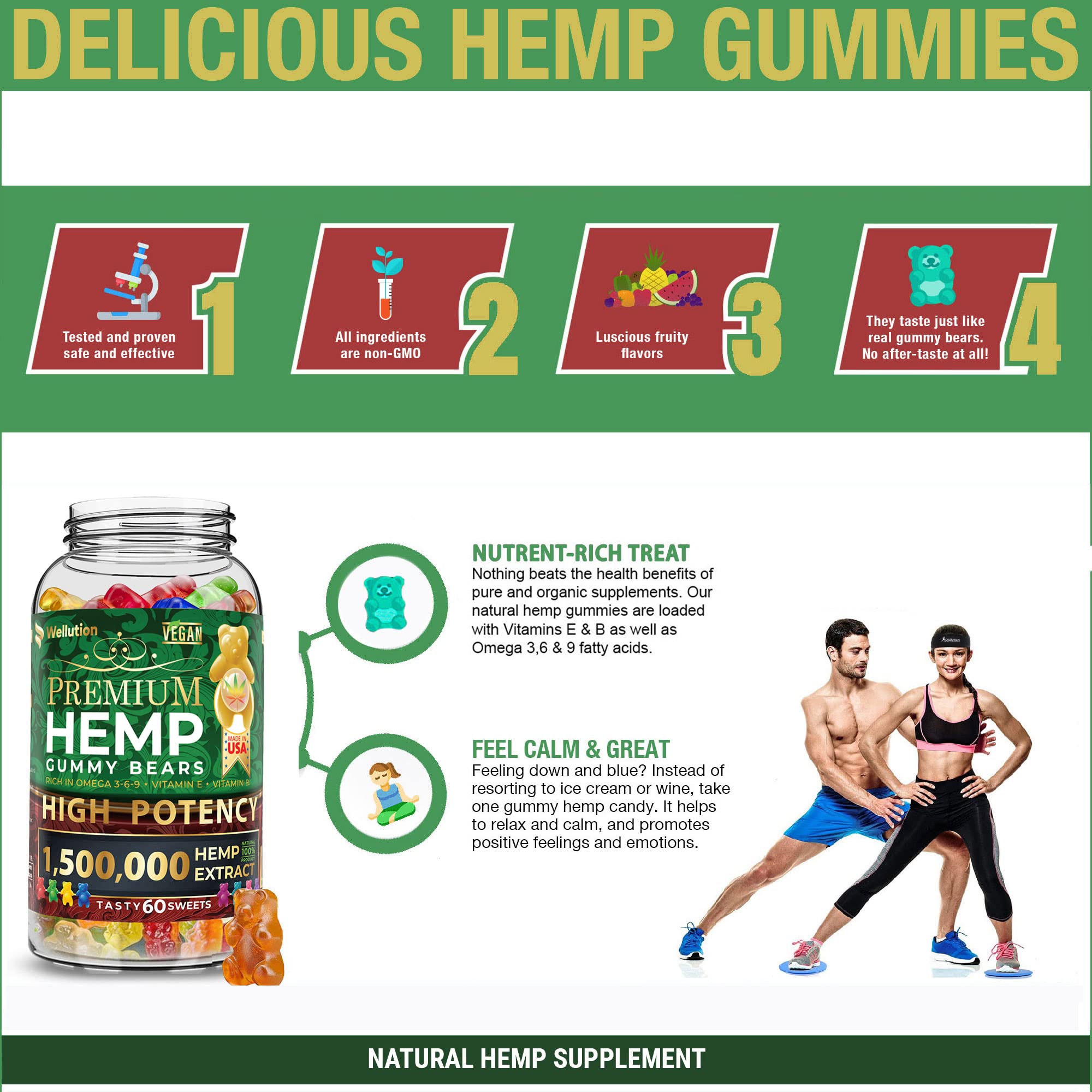 WELLUTION Hemp Gummies Omega 3-6-9 ingredients list