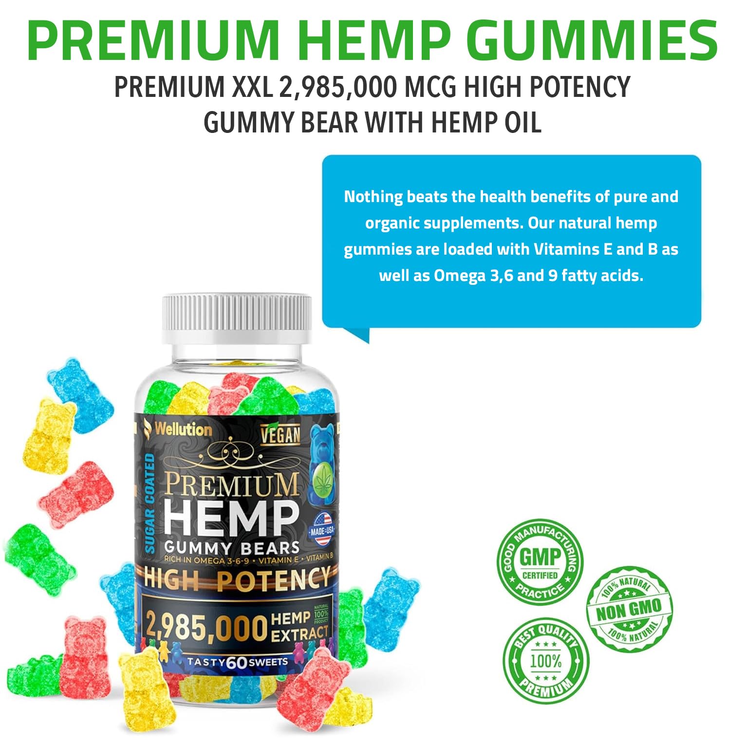 WELLUTION Hemp Gummies Omega 3-6-9 nutritional information
