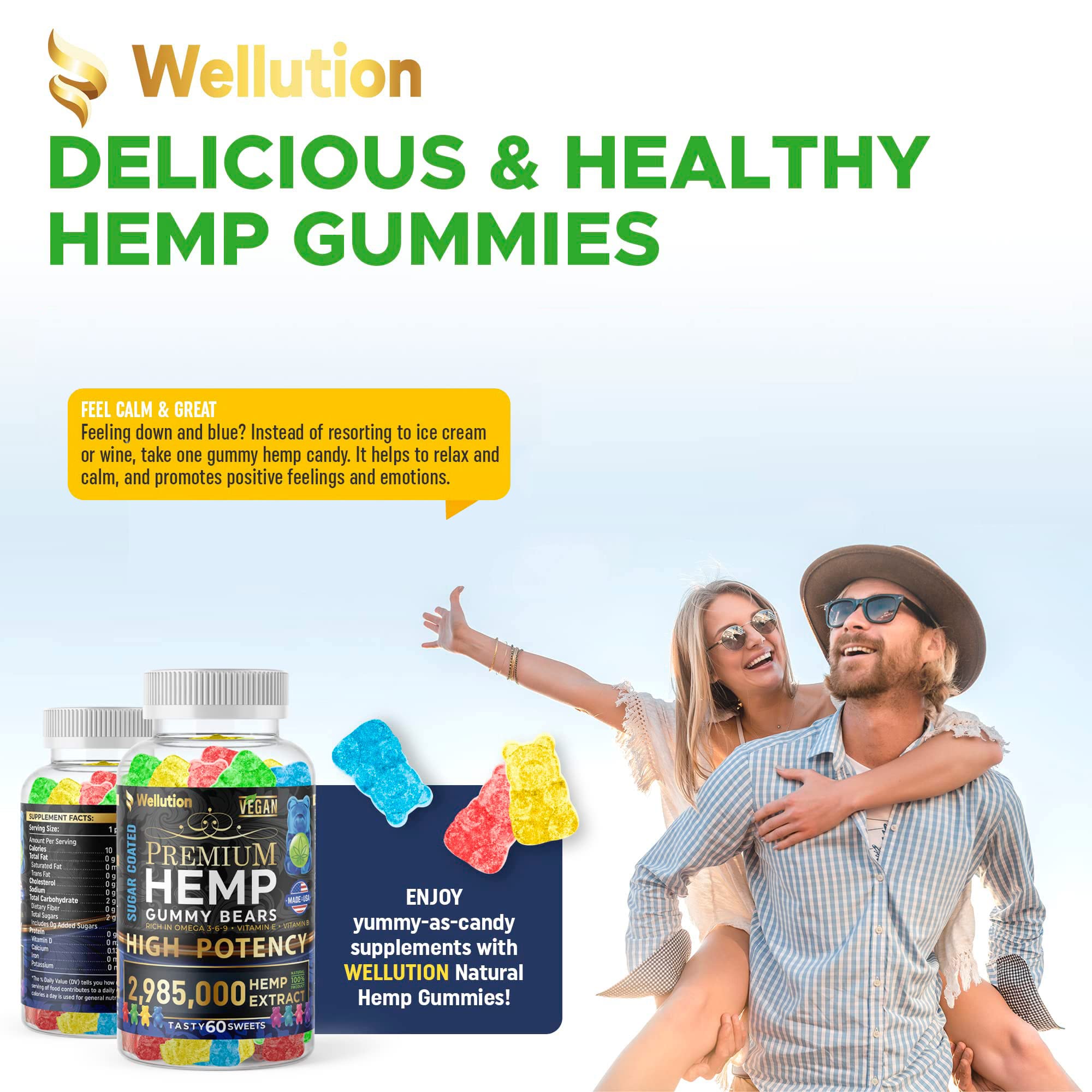 WELLUTION Hemp Gummies Omega 3-6-9 side view packaging