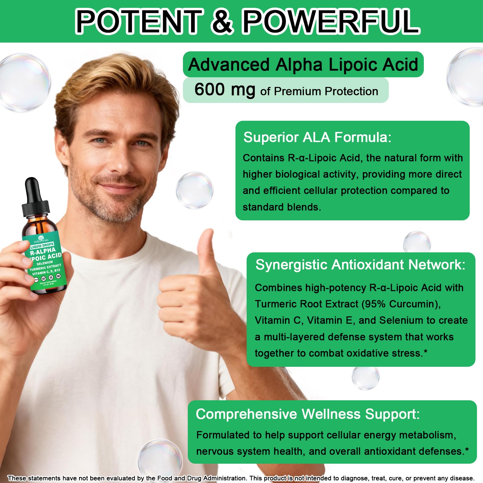WellVeraVida Alpha Lipoic Acid Liquid 600mg close-up of dropper