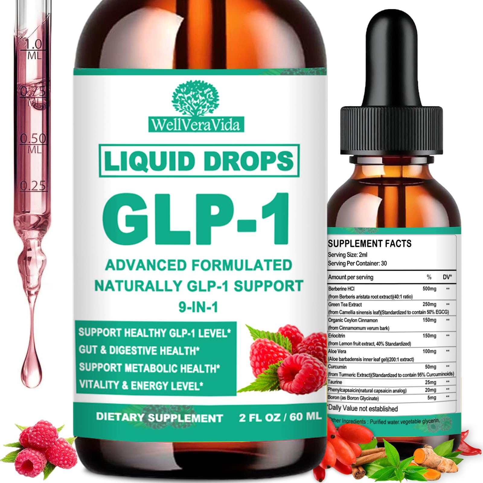 WellVeraVida GLP-1 Liquid Drops 136g front view