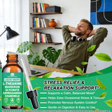 WellVeraVida L-Theanine Liquid Drops showing dosage dropper