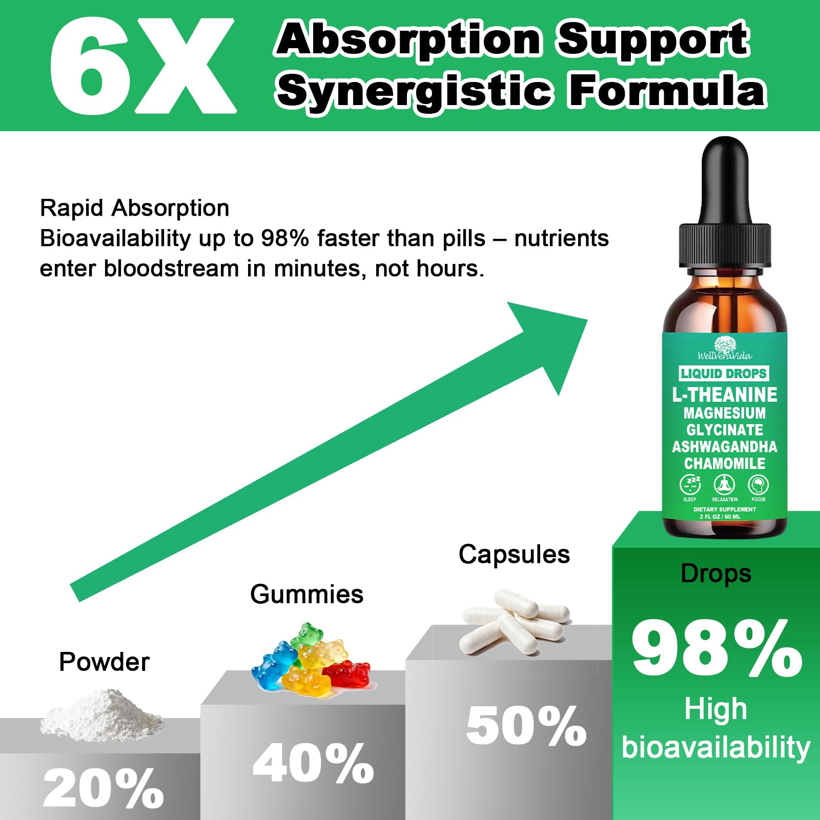 WellVeraVida L-Theanine Liquid Drops with ingredients list