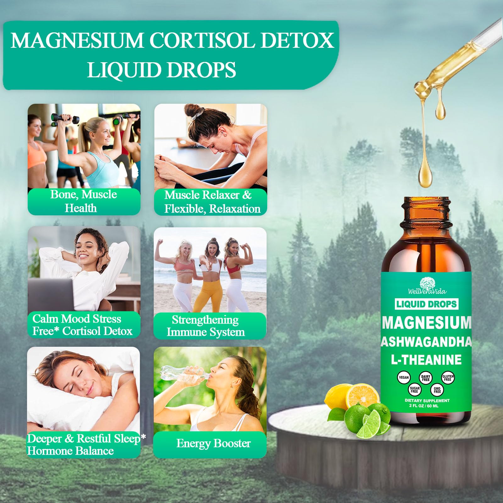 WellVeraVida Magnesium Supplement 1000mg liquid drops packaging