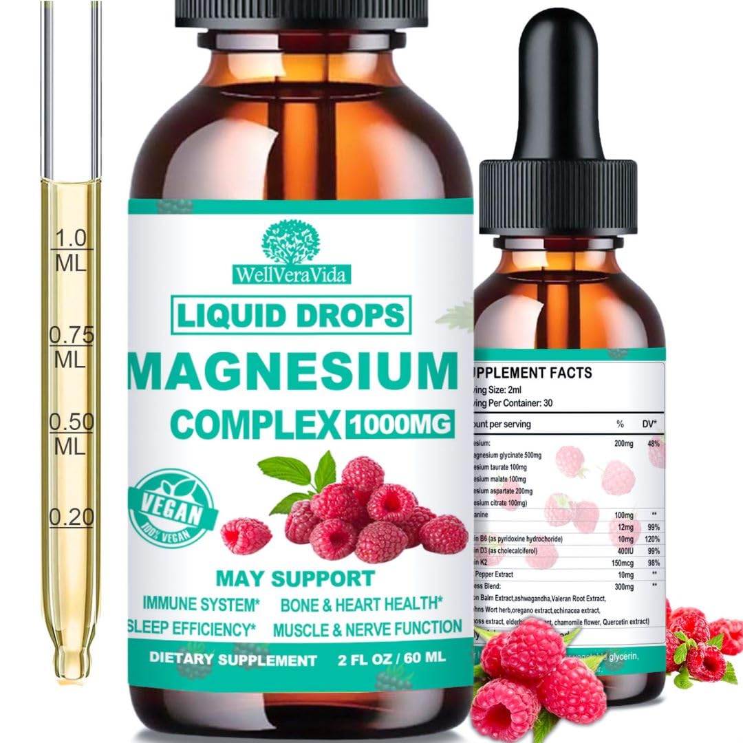 WellVeraVida Organic Magnesium 5 Complex Liquid Drops 1000mg front view