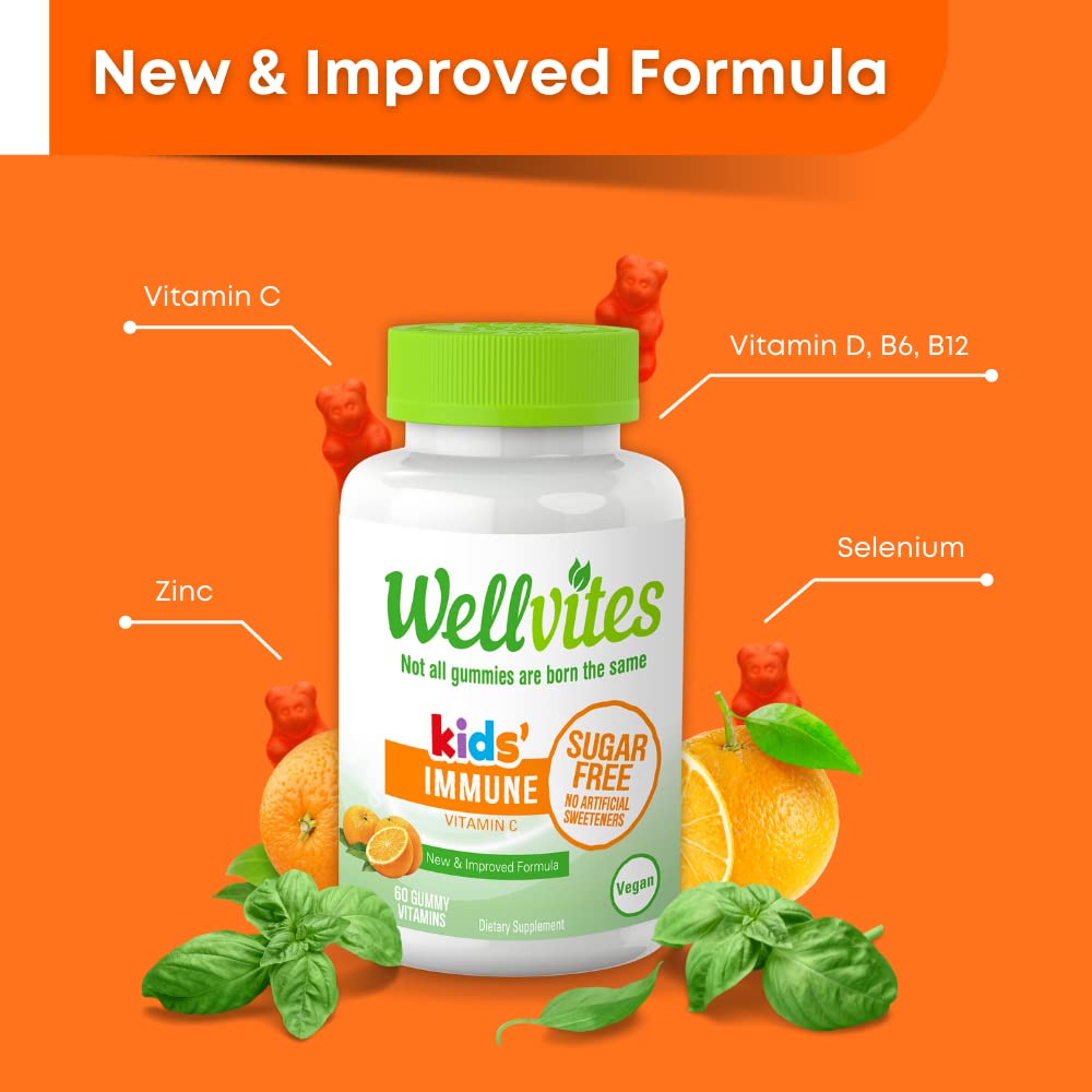 Wellvites Kids daily wellness Support Gummies orange flavour close-up