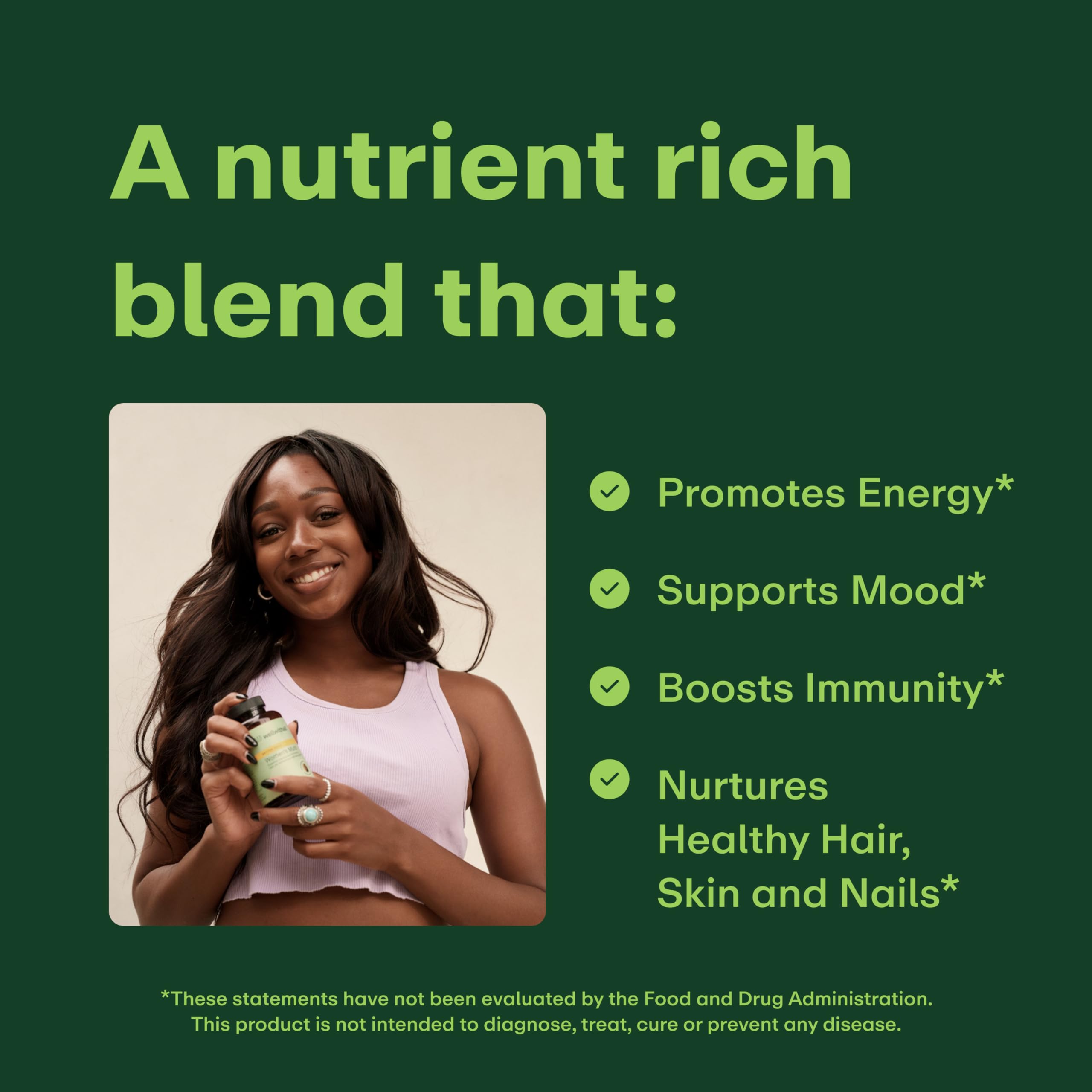 WellWithAll Women's Multivitamins tablets in a hand