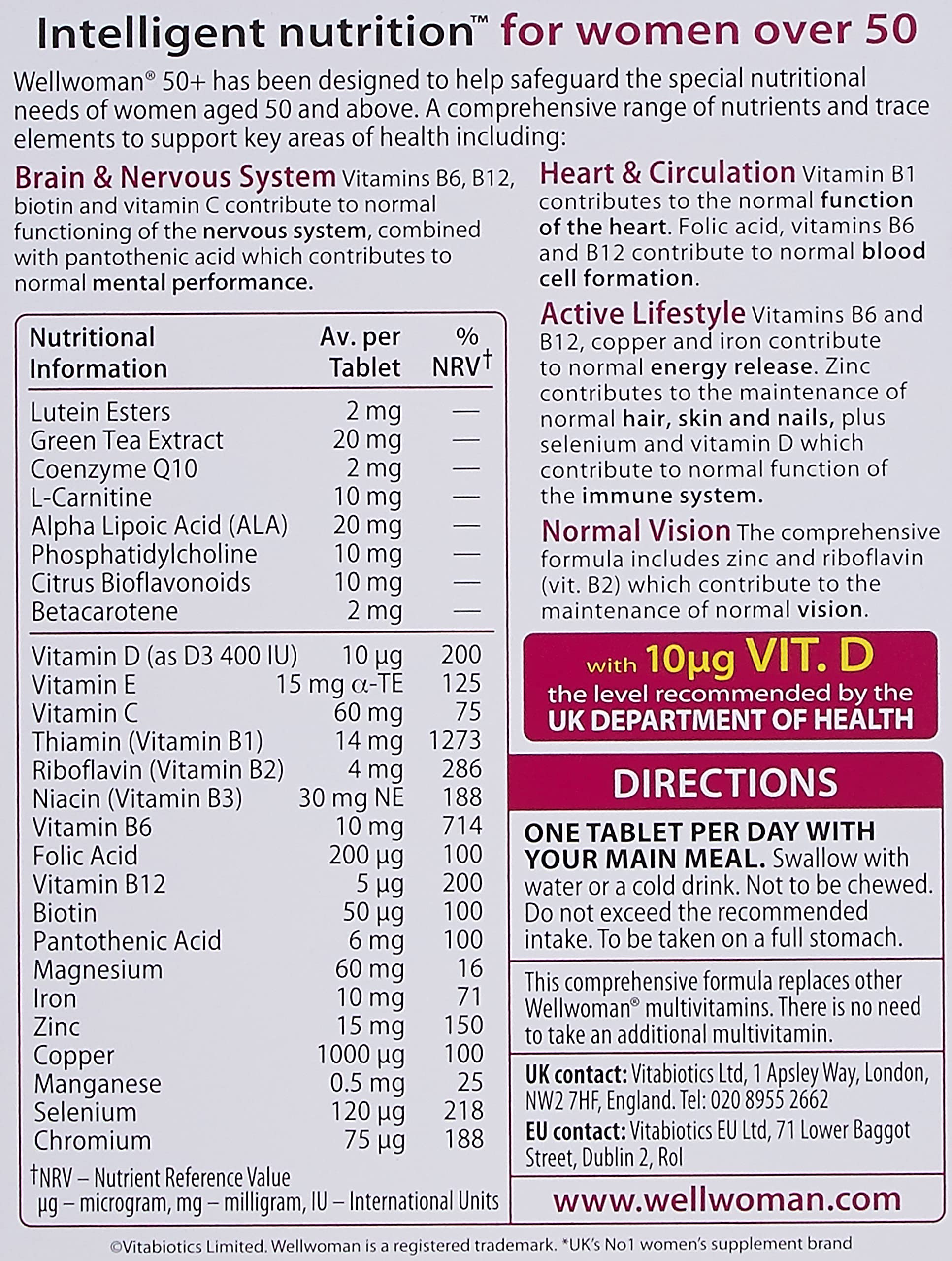 Wellwoman 50+ Multivitamins 30 Tablets side view