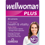 Wellwoman Plus Omega 3∙6∙9 multivitamin tablets and capsules pack front view