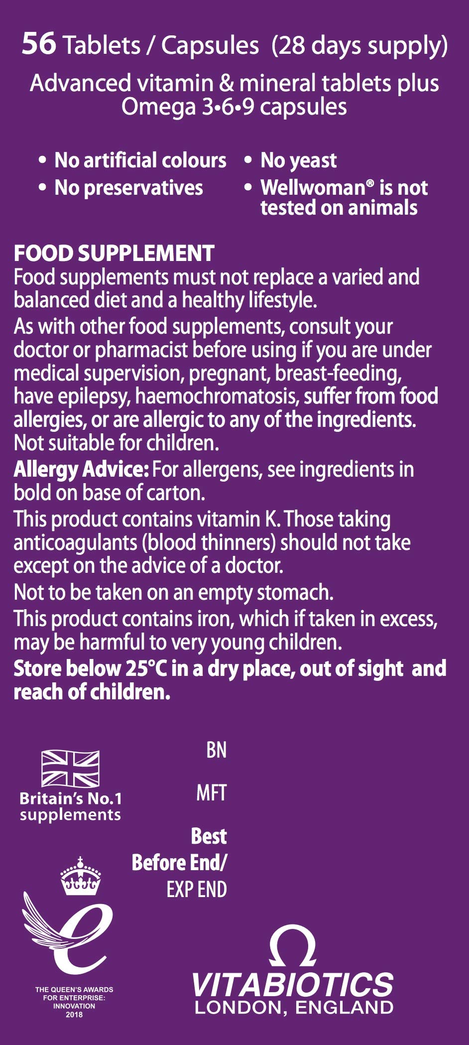 Wellwoman Plus Omega 3∙6∙9 multivitamin tablets close-up
