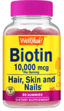 WellYeah Biotin Gummies 10000 mcg raspberry flavour front view