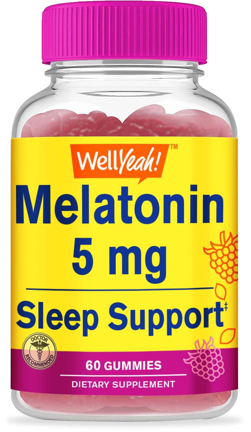 WellYeah Melatonin Gummies 5 mg front view, berry flavour