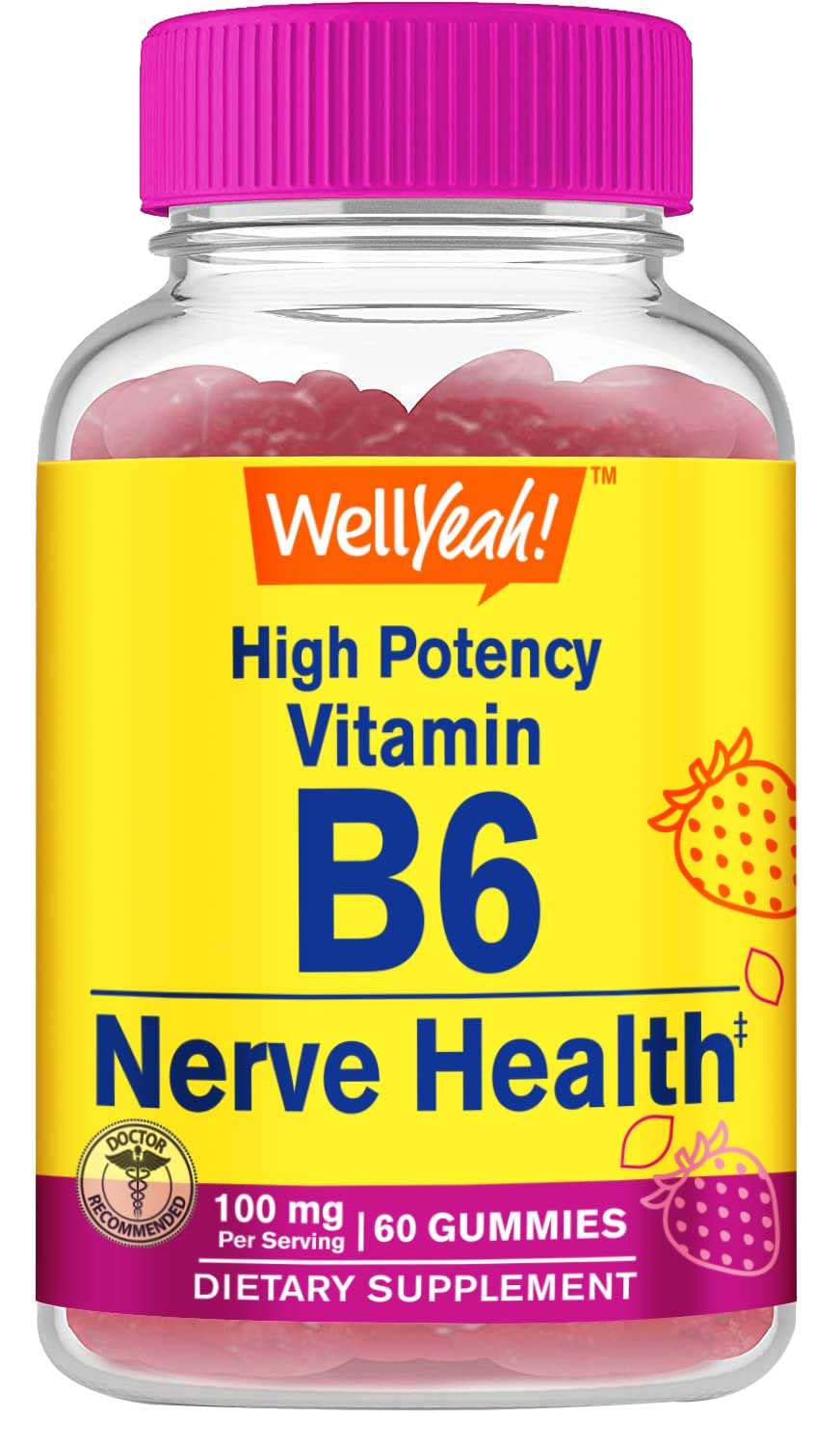 WellYeah Vitamin B6 Gummies 100mg front view of the bottle