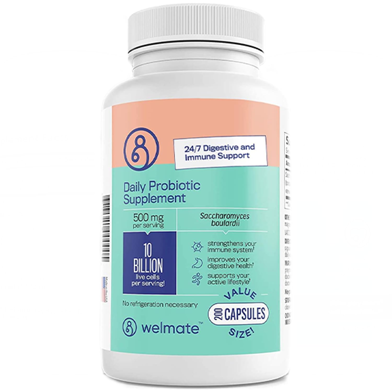 WELMATE Daily Probiotic Supplement 200 capsules bottle front view