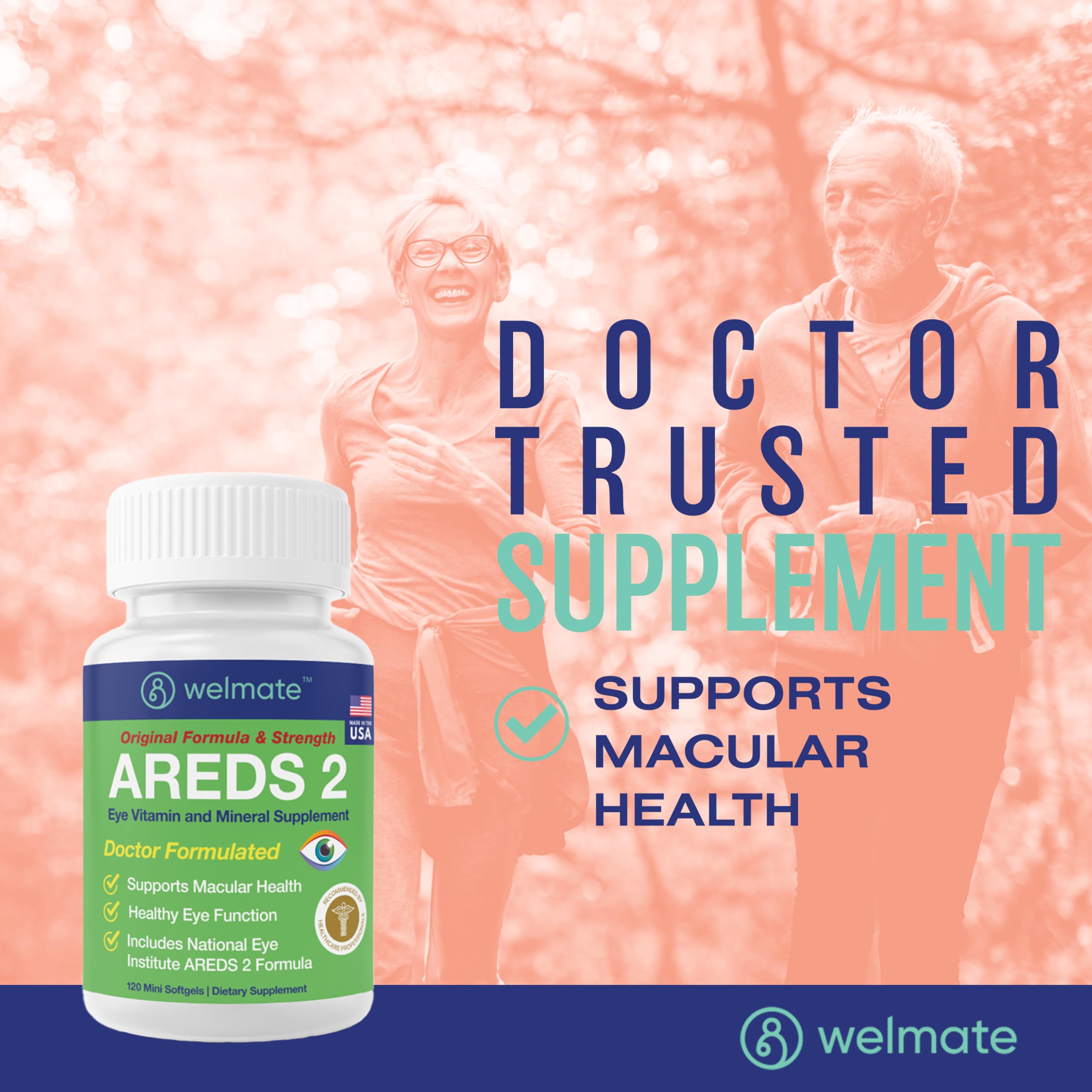WELMATE Eye Health Support Lutein Softgels back view