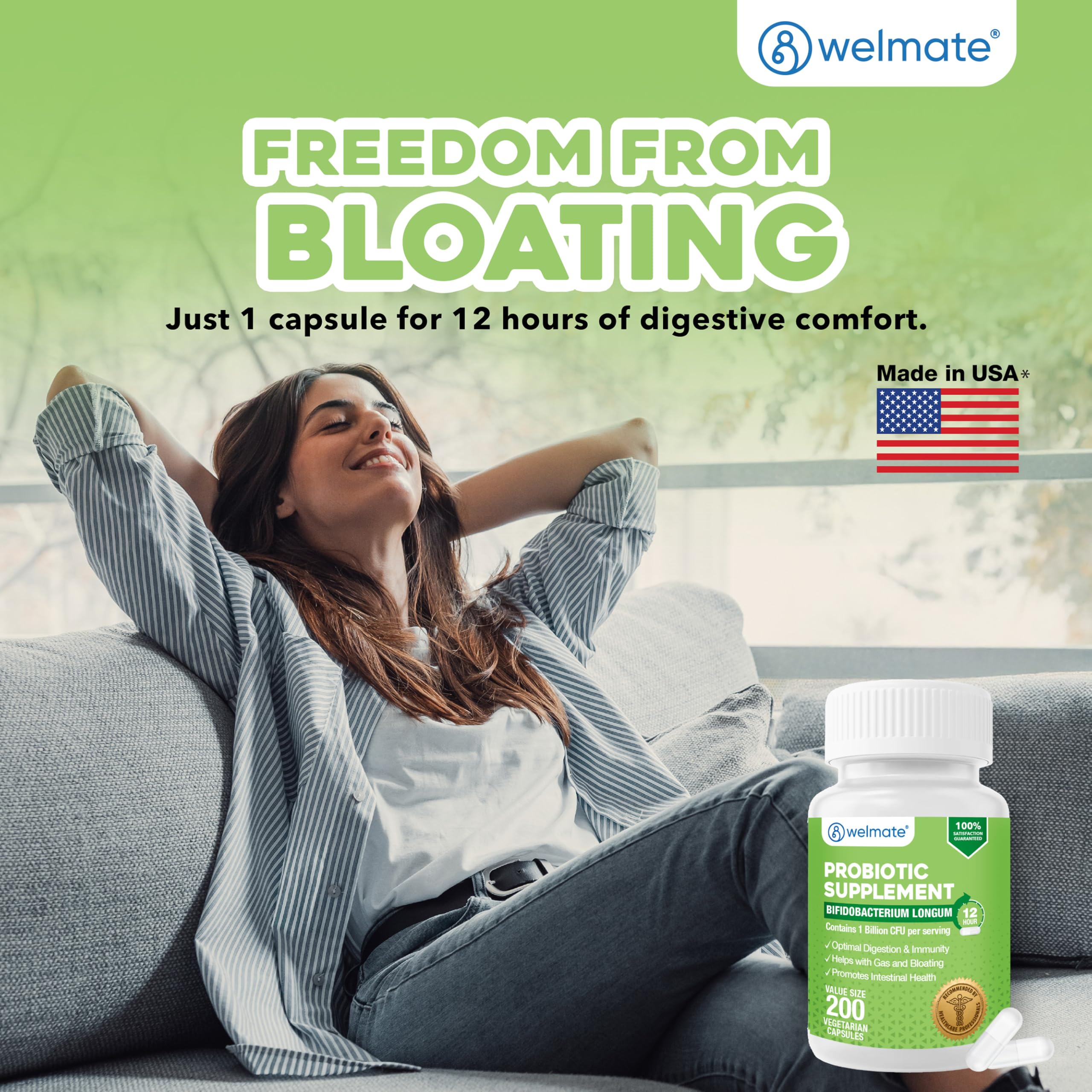WELMATE Multi-Enzyme Supplement bottle side view