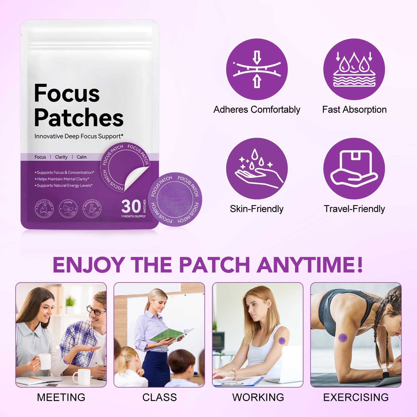 WELOSUER Focus Patches displayed on a desk