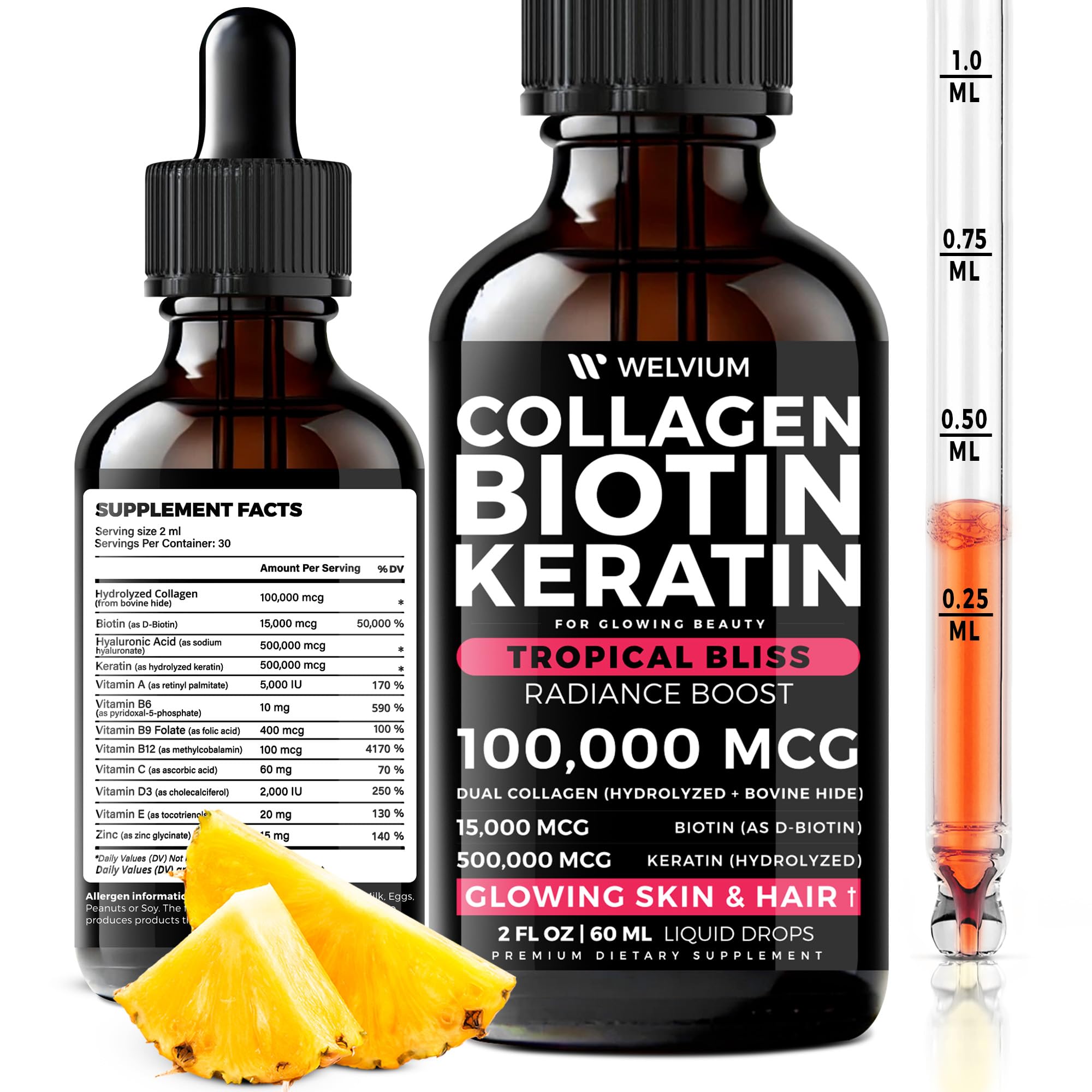 WELVIUM Collagen Liquid bottle front view with label