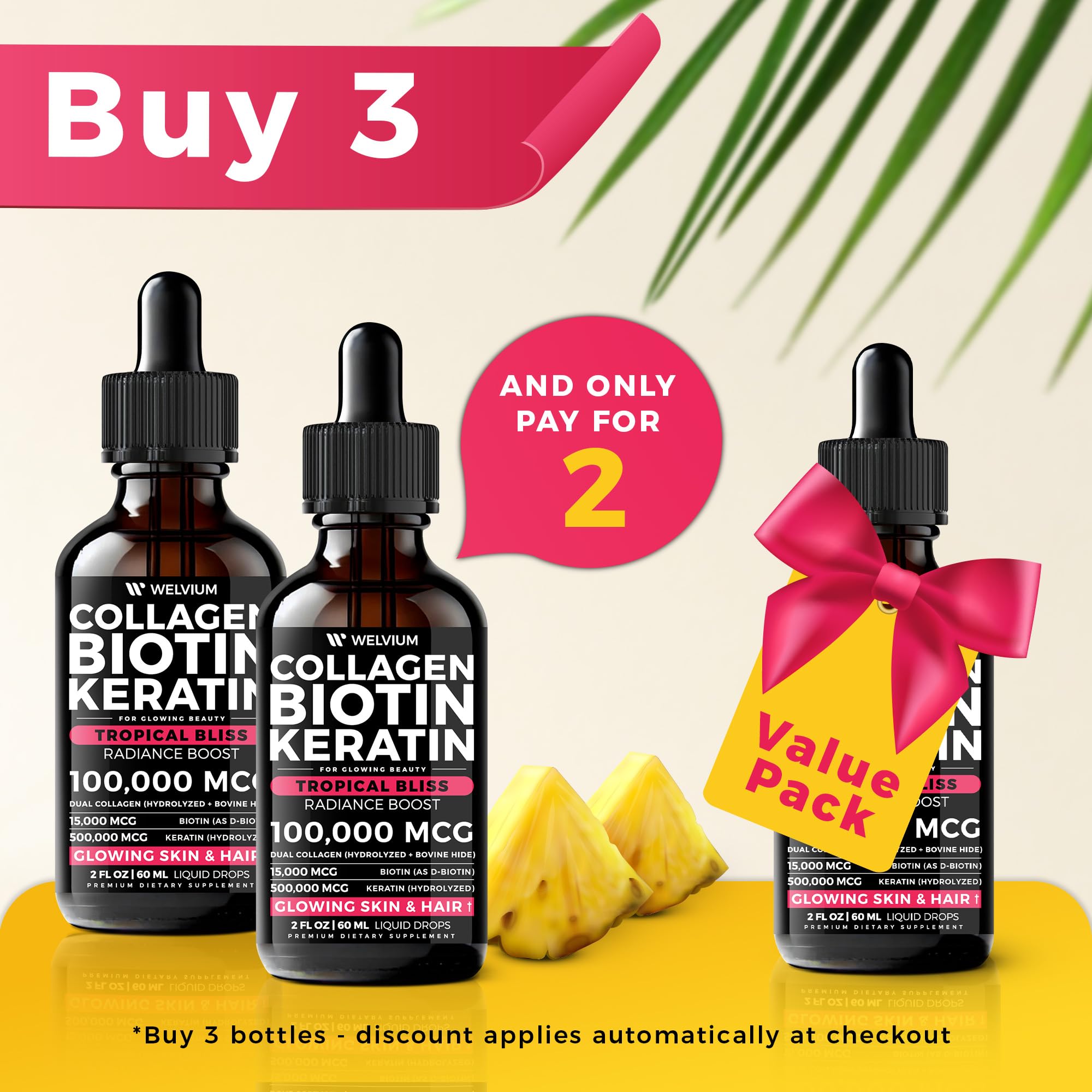 WELVIUM Collagen Liquid with other beauty products