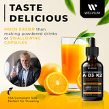 WELVIUM Liquid Vitamin D3 K2 side view with label details