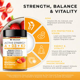 WELVIUM Vitamin D3 + K2 MK-7 Gummies on a wooden table