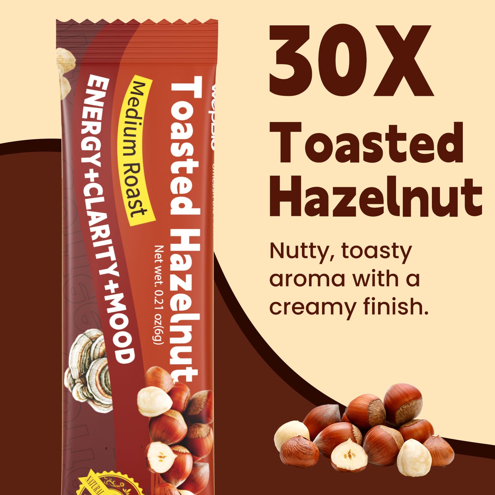 WepBio Mushroom Coffee Blend 300g back view showing nutritional information