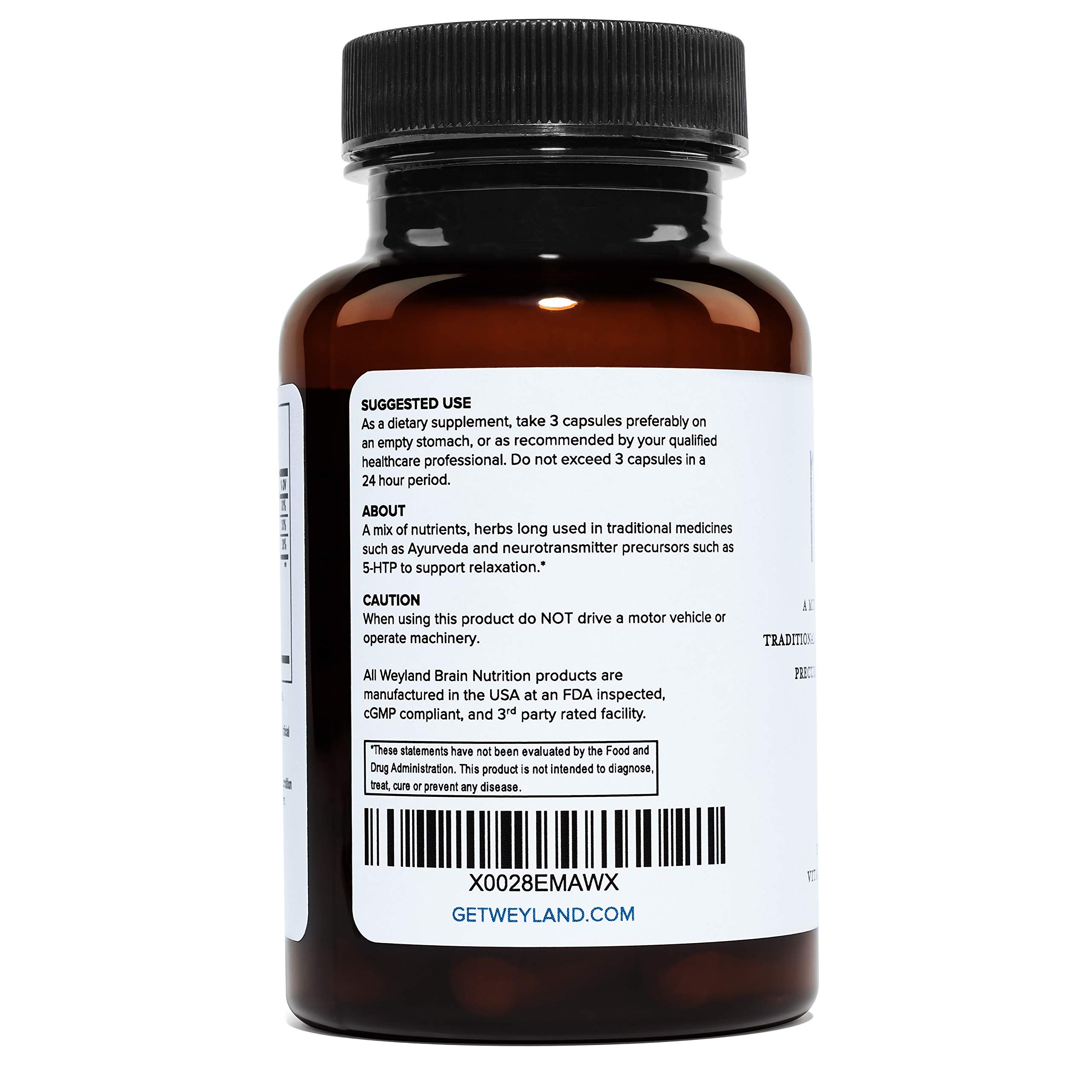Weyland Brain Nutrition daily wellness ingredients list close-up